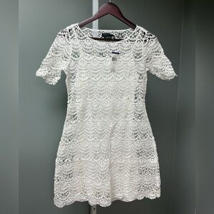 Lauren Ralph Lauren Off White Classic Lace Crochet Mini Dress. Timeless. NWT